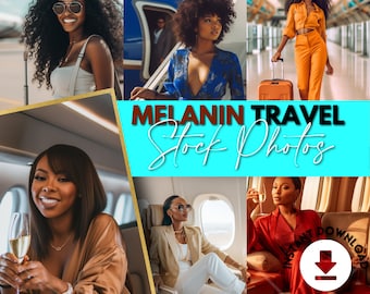 Melanin Themed Travel Stock Photo Bundle, Beauty Stock Photos, Stock Images, Black Images, Black Models, melanin photoshoot, AI stock photos