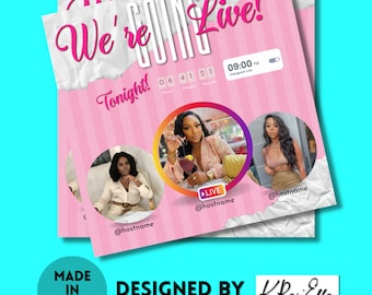 Mall för Instagram Live-flyer Canva | Reklamflyer för podcast | Tillkännagivande för IG Live | Mall för innehållsskapare för sociala medier, direktnedladdning