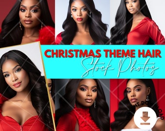 Fotos de archivo - Foto de archivo de cabello rojo de Navidad, Foto de archivo de mujeres negras, Foto de archivo de cabello, Modelos de belleza, Foto de archivo de maquillaje, Foto de cabello de peluca