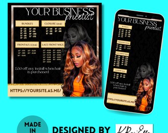 Price List Flyer Template - Editable DIY Canva Flyer for Lash Extensions, Beauty Services - Instagram Story Social Media Bundle