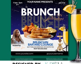 Modello volantino brunch - Invito modificabile Canva e volantino evento di networking per aziende, promozioni social media brunch domenicale