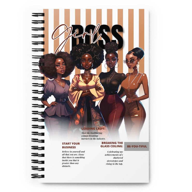 GIRL BOSS JOURNAL 1/spiral Custom Notebook/african American Gifts/gift for Her/black Girl/black