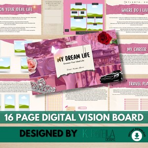 Vision Board Ebook Workbook Template Manifesting Mindset Goodnotes
