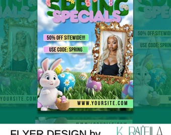 Volantino di primavera, volantino di Pasqua, volantino per appuntamenti, modello per social media, Instagram, modello Canva, volantino per prenotazioni, modello fai da te, volantino fai da te