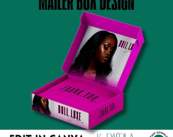 Hair Mailer Box Design/Bundles Packaging/Hair Box/Diy Custom Box Design/DIY Editable In Canva/Packaging Design/Mailer Box| Hair Box  Design