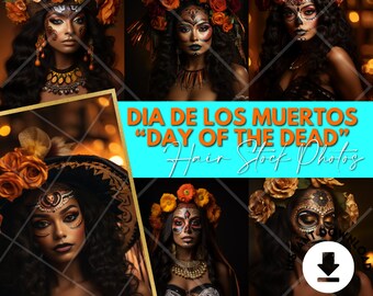 Dia de los Muertos Stock Photo Bundle, Beauty Stock Photos, Black Women, Day of the Dead, Halloween Stock Photos, Hair Stock Photo Bundle