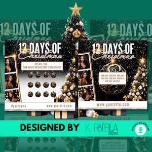 12 Days of Christmas FLYER package, Canva Flyer Template, Canva Flyer, Editable Canva Template for Social Media, Hair Stylist Calendar Flyer