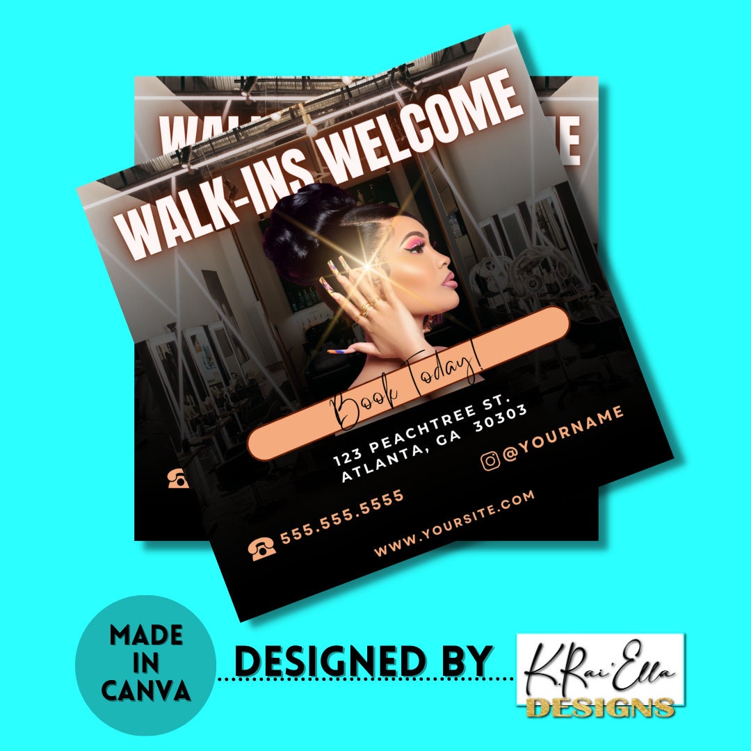Walk-ins Book Now Flyer, Social Media Flyer, Business Flyer, DIY ...