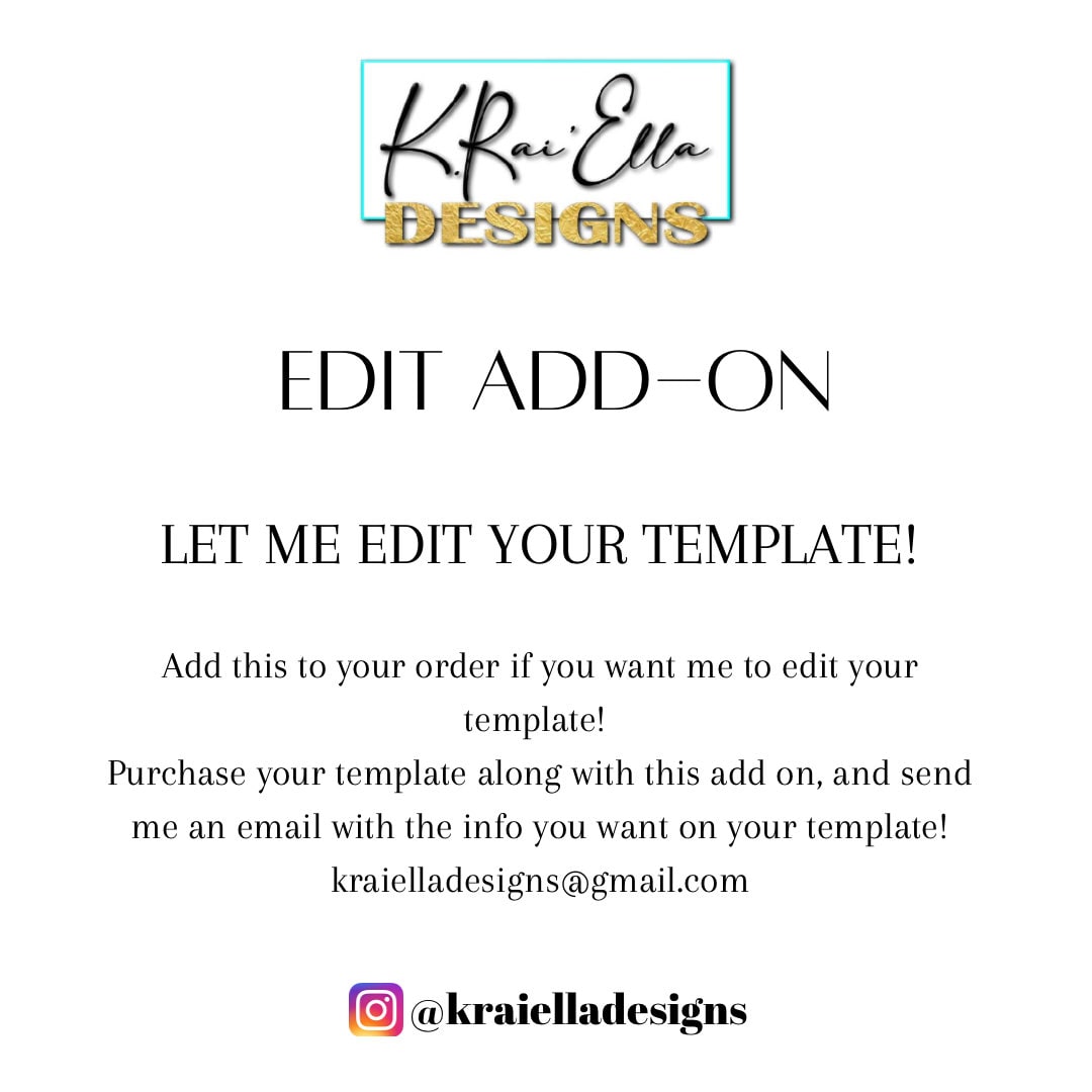 Customization Add On, Edit My Template for Me, We Personalize for You ...