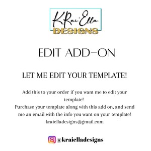 Customization Add On, Edit My Template For Me, We Personalize for you, Editable Printable Template