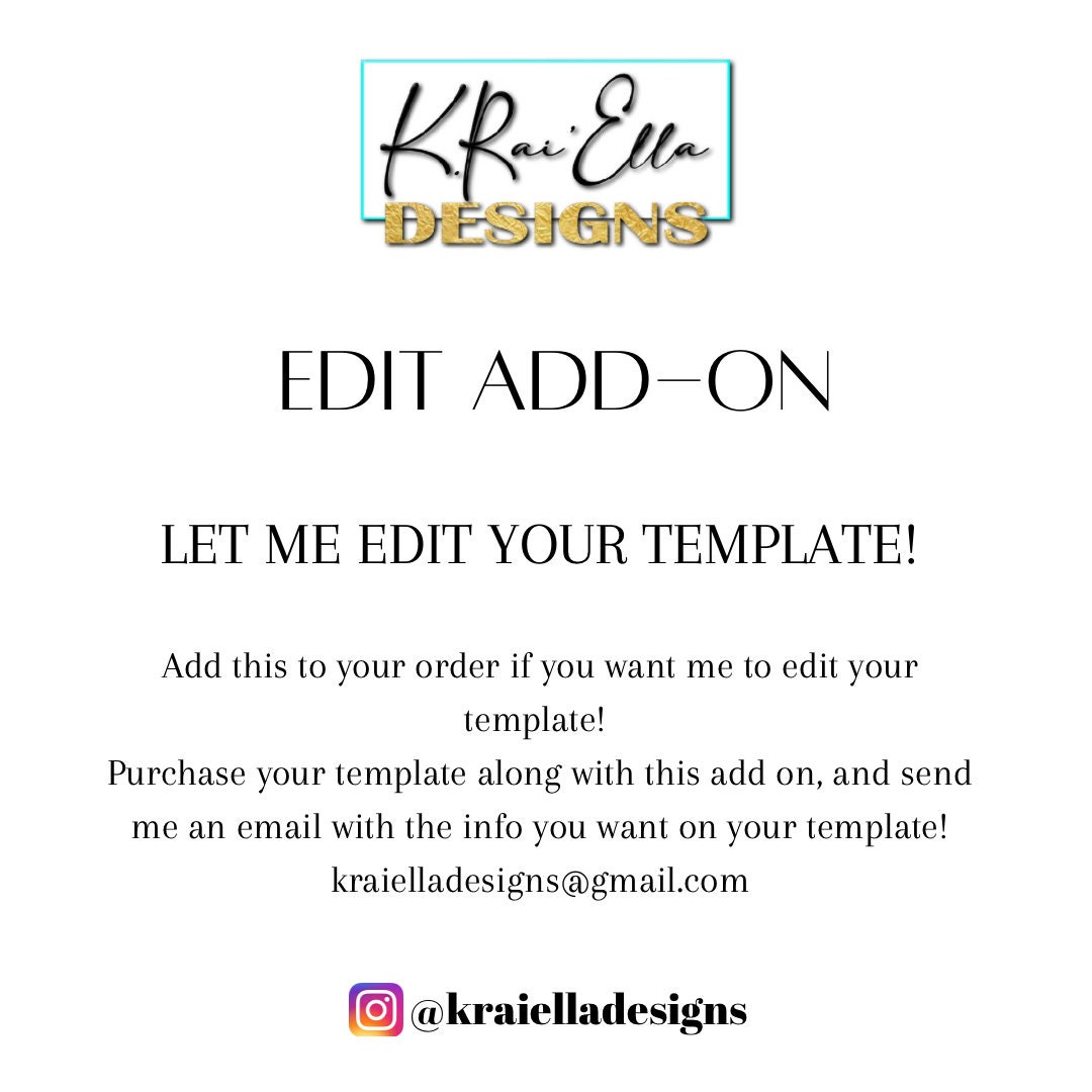 Customization Add On, Edit My Template for Me, We Personalize for You ...