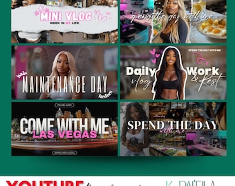 6 modelli di miniature di YouTube / Miniature di YouTube / Fai da te Canva I Miniature di tendenza / Modello Canva / Modello di vlog di YouTube / Creatore di contenuti