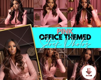 Pink and Gold Office Themed Stock Photo Bundle, Hair Stock Photo Bundle, Stock Photos, Boutique Stock Photo, African-American stock photos