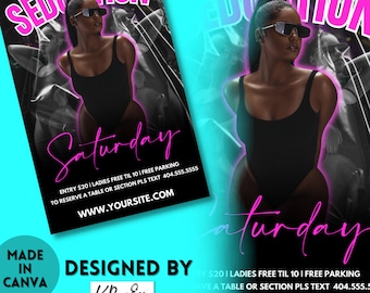 Plantilla de folleto de fiesta de club para Canva, folleto de evento de bricolaje, folleto de fiesta, invitación de fiesta de DJ de club, redes sociales, Instagram, Facebook, folleto de invitación