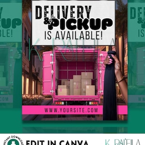 DIY Shipped Flyer, Delivery Service Flyer, Pickup Service Flyer, Shipping Flyer, Package Shipped Flyer, Hair Shipping Flyer, Canva Template