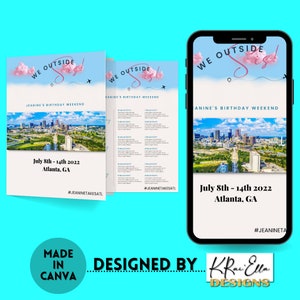 Vacation Itinerary Template, Mobile Travel Itinerary Template, Digital Trip Itinerary, Canva, DIY Itinerary, Canva Template, Travel Agent