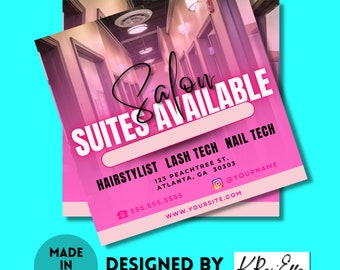 Dépliant suites disponibles, dépliant sur les réseaux sociaux, dépliant sur le salon de coiffure, dépliant disponible sur les rendez-vous DIY, modèle de Flyer prêt à l'emploi, modèle sur toile