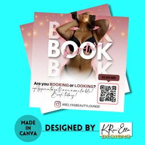 Bearbeitbarer Book Now Flyer, Social Media Flyer, Business Flyer, DIY Termine verfügbar Vorlage, Vorgefertigte Flyer Vorlage, Canva Vorlage