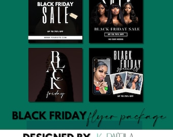 Pacchetto volantini del Black Friday, modelli per i social media del Black Friday, modello modificabile del Cyber Monday, modifica in Canva, modello Canva, volantino per capelli