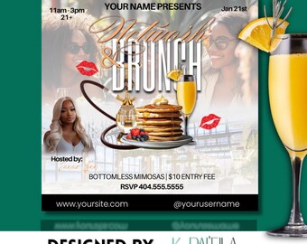 Volantino per evento brunch, modello Canva modificabile (download digitale)