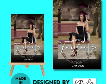 Cartello di benvenuto per la laurea, poster fotografico per la laurea, decorazioni per laureati, festa di laurea, striscione per feste, decorazioni per feste stampabili, poster digitale