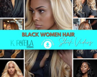 Black Women Hair Stock Videos Bundle | Luxury Wig & Hair Content | Beauty Brand Reels, TikTok Content, Hair Business Marketing Pack