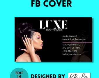 Beauty Facebook Cover, Marketing, Canva Template, Digital Download, Social Media Banner, Glam, Makeup, Boutique, Lashes, Beauty Banner