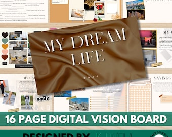 Vision Board eBook Workbook Template, Manifesting Mindset, Goodnotes iPad Planner, Black Girl Vision Board, Girl Boss Digital Planner, 2024