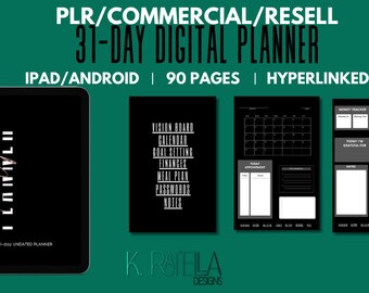 Pianificatore minimalista PLR, pianificatore digitale di rivendita, pianificatore iPad, pianificatore GoodNotes, giornaliero, settimanale, mensile, pianificatore iPad digitale 2023 2024