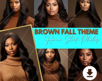 Brown Theme Hair Stock Photo Bundle, Autumn Stock Photo, Fall Stock Photo Bundle, Beauty Stock Photos, Black Women, Hair Stock Photo Bundle