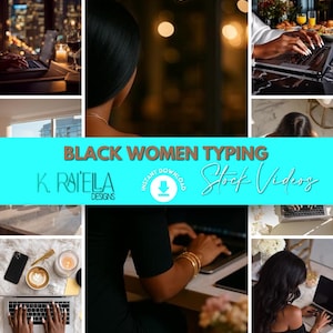 Black Women Typing Stock Videos | Laptop Work Content Bundle | Faceless Content for Reels & TikTok | Digital Boss Aesthetic
