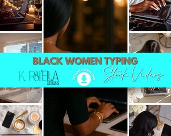 Black Women Typing Stock Videos | Laptop Work Content Bundle | Faceless Content for Reels & TikTok | Digital Boss Aesthetic
