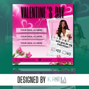 Valentine&#39;s Day Flyer/Canva Template/Diy Flyer/Social Media Template/Canva Flyer/V-Day Flyer/February Booking Flyer/February Book Now Flyer