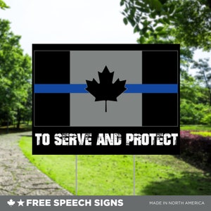 THIN BLUE LINE Kanadische Flagge - gefallener Polizist - Politisches Schild - Outdoor Rasenschild Hofschild - Wahlkampfschild