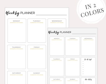 Weekly Planner for Students | Digital Download | LETTER, A4, A5 | 2 Colors
