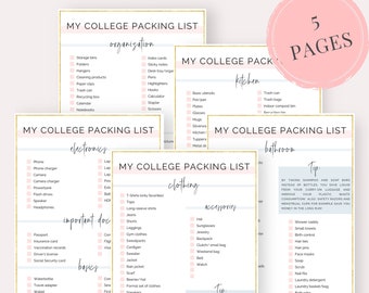 College Packing List | Dorm Room Essentials | Dorm Decor | College Student Printable | College Essential | A4 & Letter | Instant Download