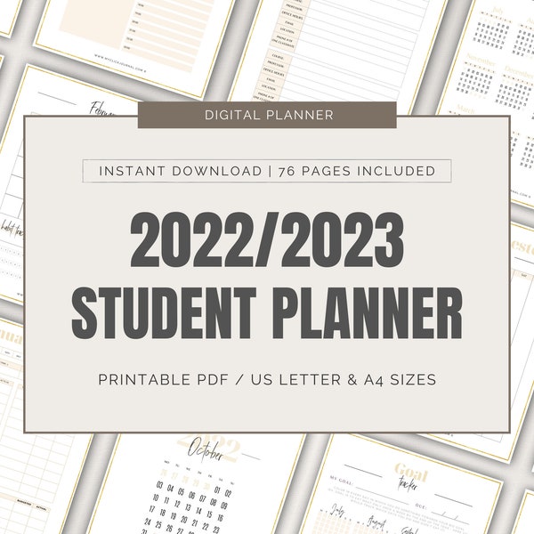Academic Planner 2022/23 | Student Planner Printable 2022/2023 | Student Exam Prep | Digital Student Planner |