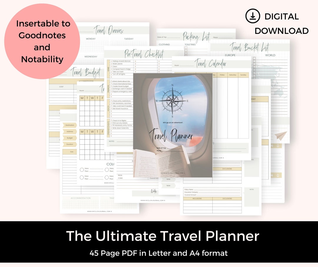 Printable Travel Planner Budget Travel Trip Itinerary Planner Travel ...