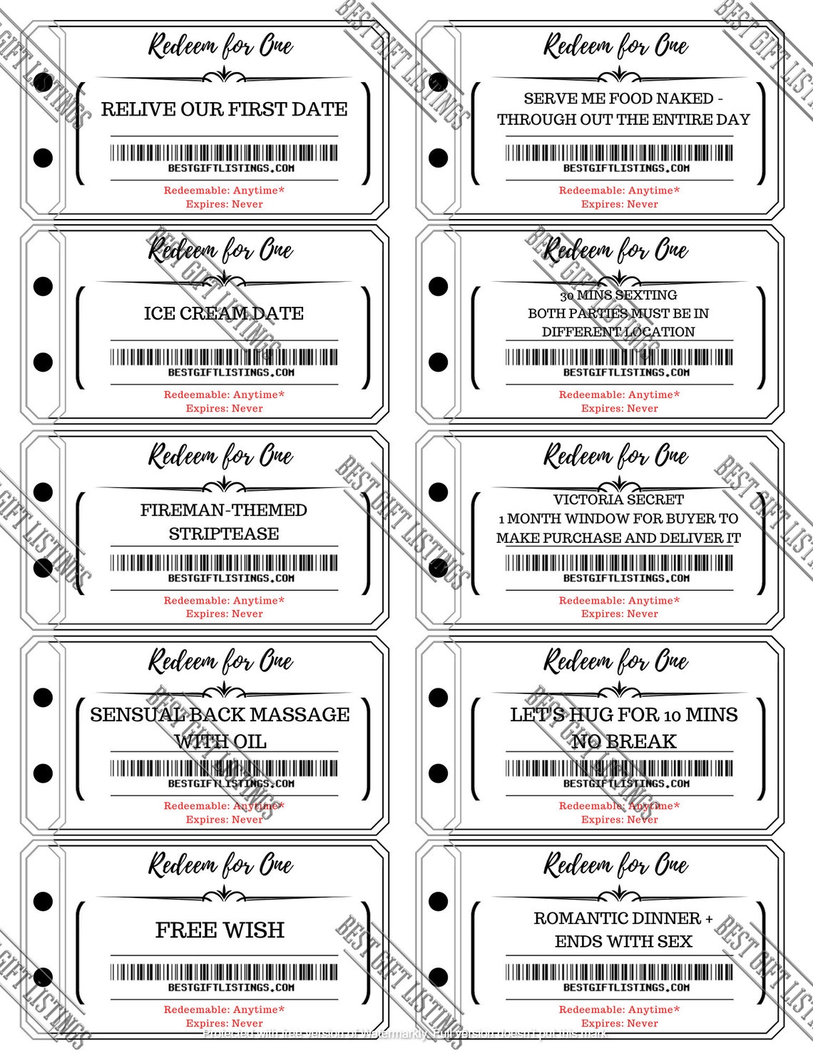Printable Coupon Book for Him, Instant Download Printable PDF With ...
