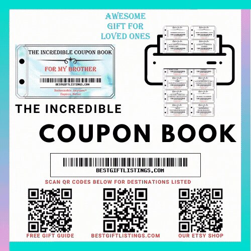Printable Coupon Book for Brother, Instant Download Printable PDF With