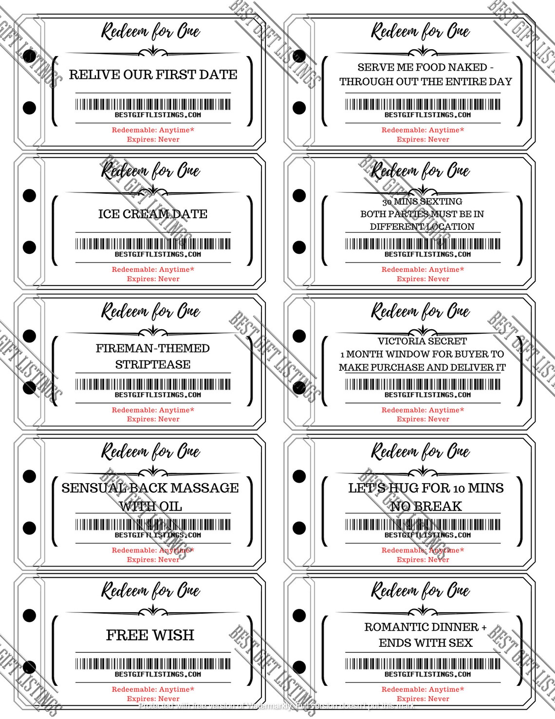 Printable Coupon Book for Her, Instant Download Printable PDF With ...