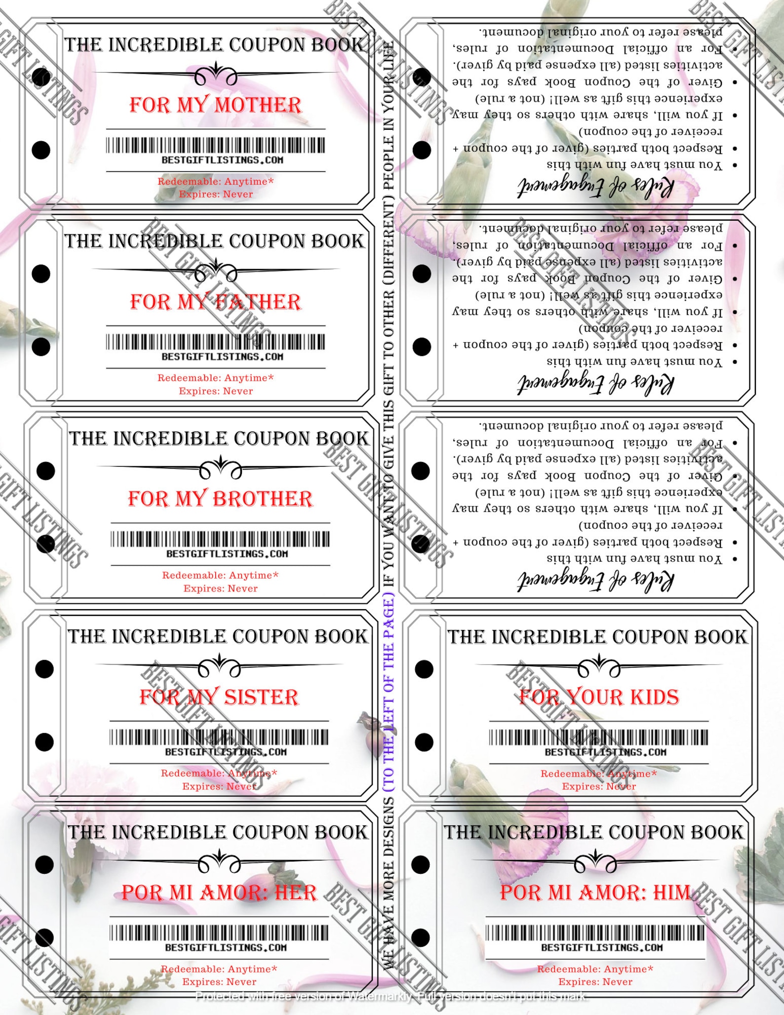 Printable Coupon Book for Her Instant Download Printable PDF Etsy