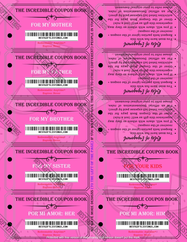 Printable Coupon Book for Sister, Instant Download Printable PDF With ...