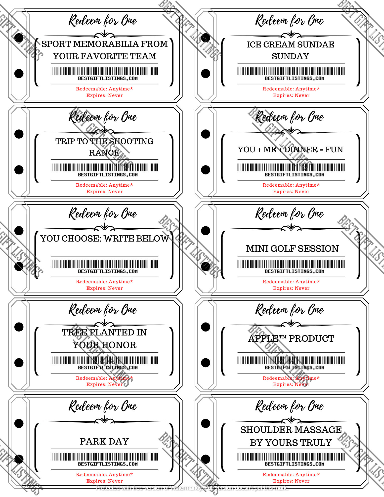 Printable Coupon Book for Father, Instant Download Printable PDF With ...