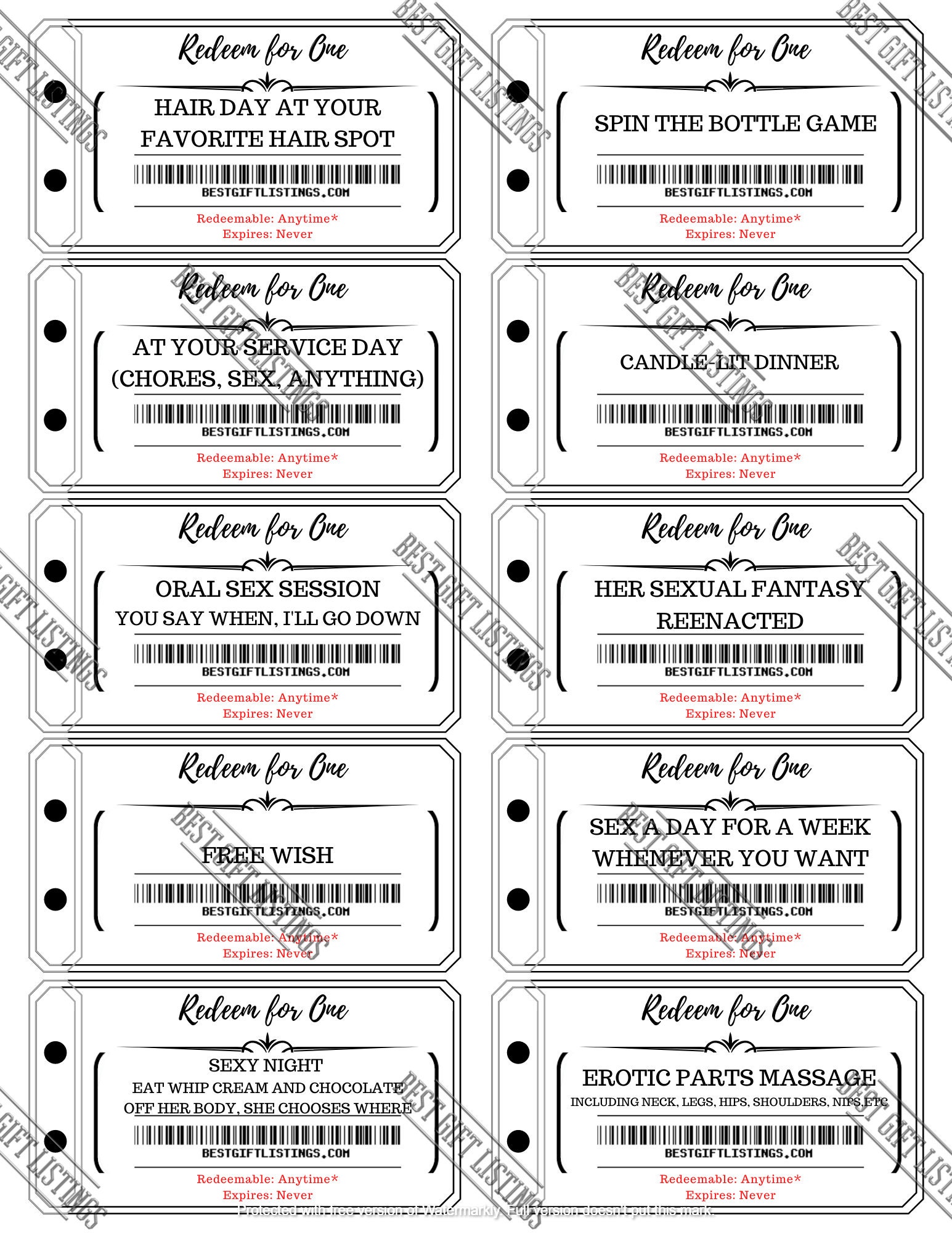 Printable Coupon Book for Him, Instant Download Printable PDF With ...