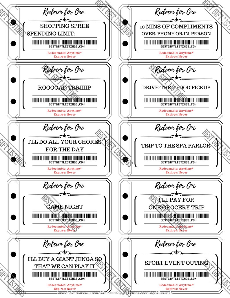 Printable Coupon Book for Brother, Instant Download Printable PDF With ...