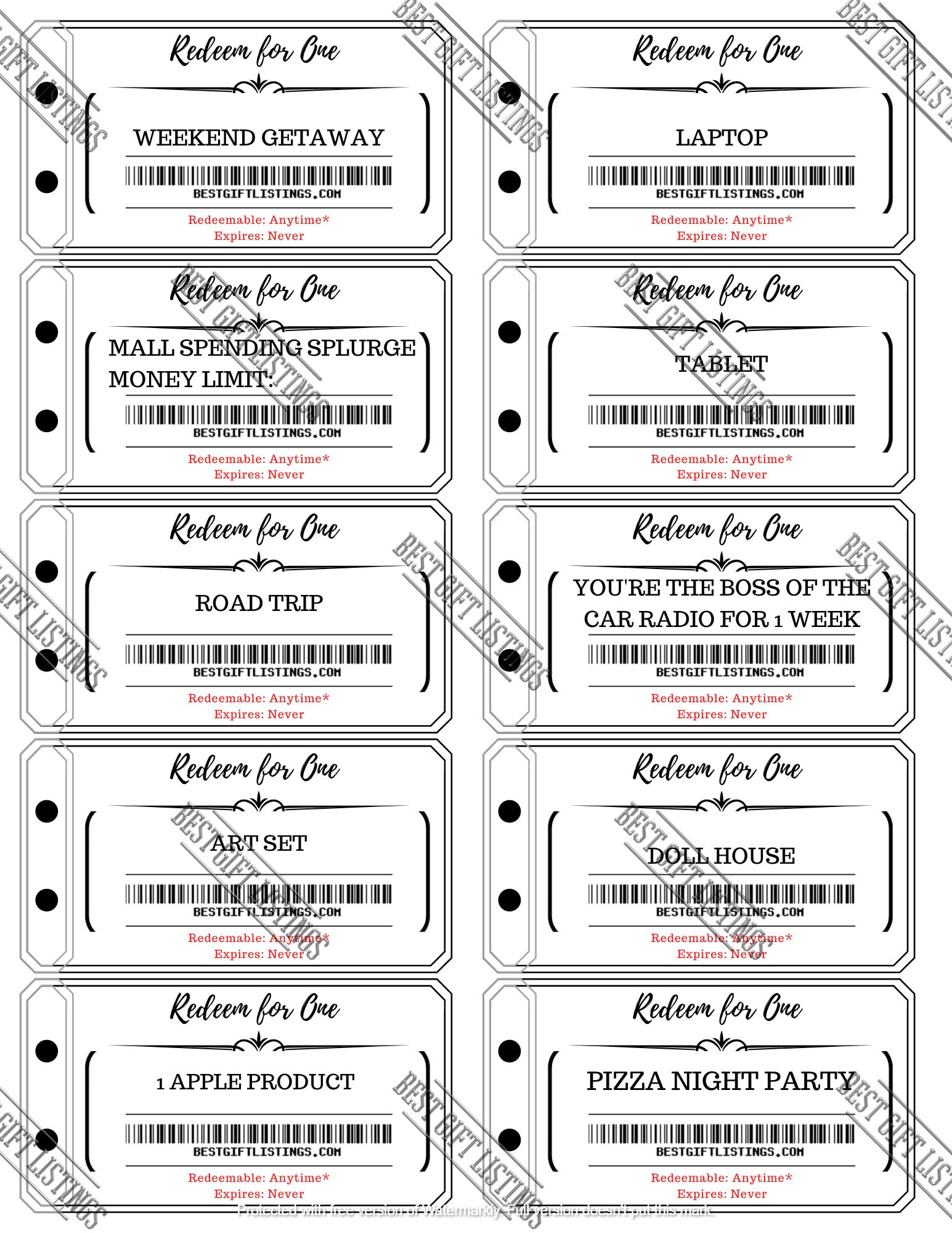 Printable Coupon Book for Kids, Instant Download Printable PDF With ...