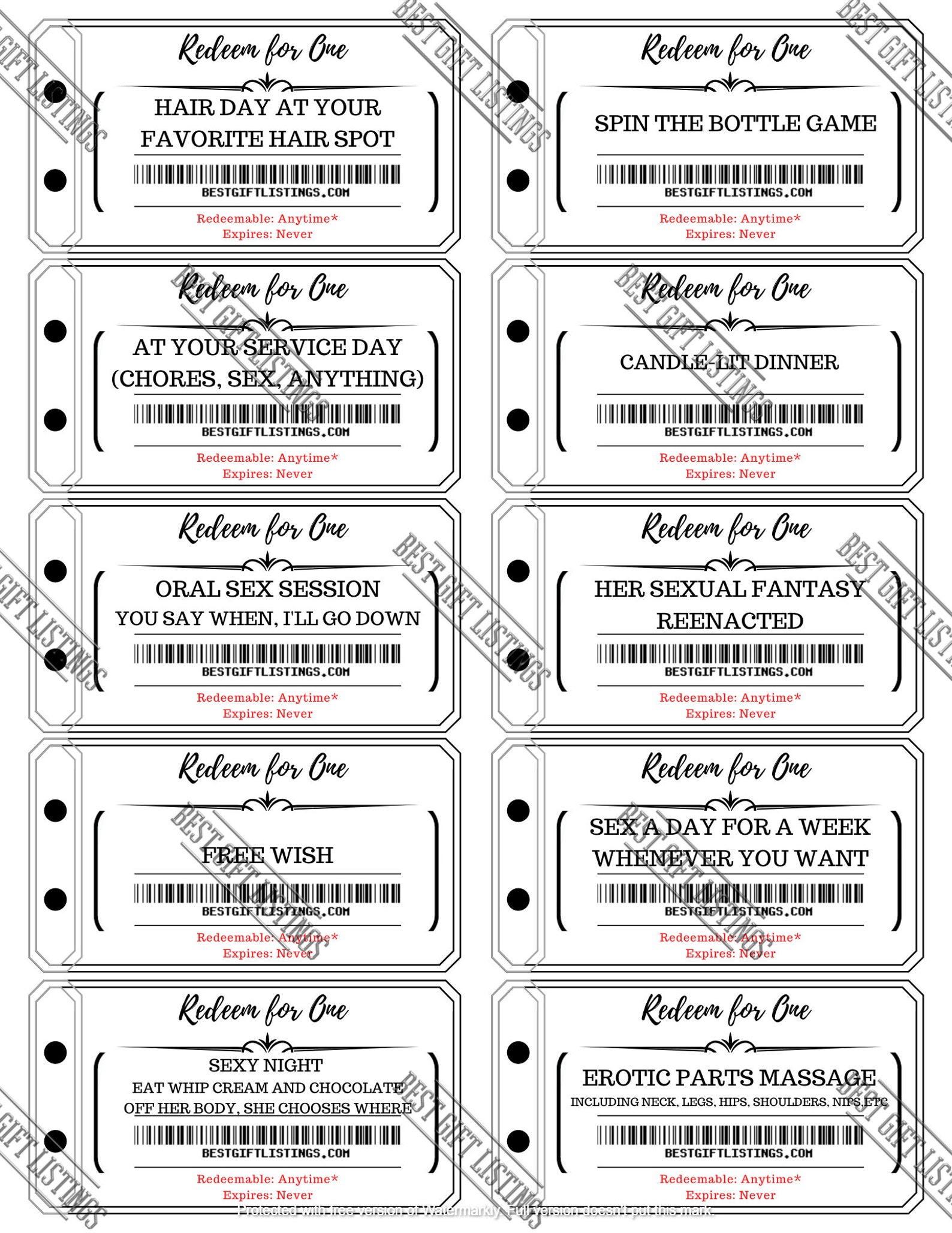 Printable Coupon Book for Her Instant Download Printable PDF Etsy