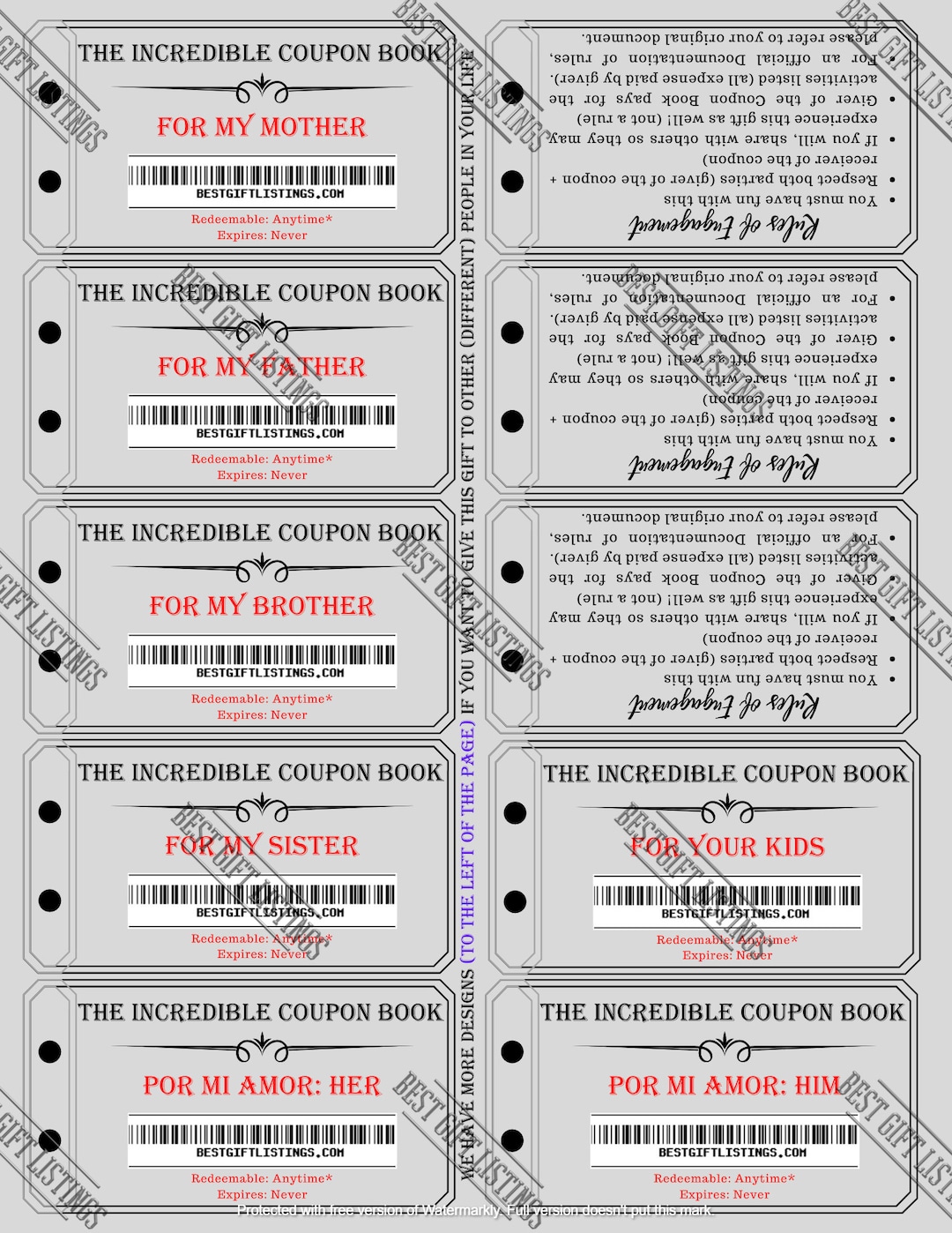 Printable Coupon Book for Father, Instant Download Printable PDF With ...