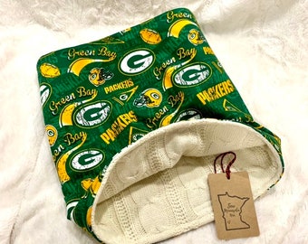 Green Bay Packers Cable Knit Cowl Scarf | youth pre-teen/teen/ small adult sizes | winter scarf  | NFL licensed fabric | unique find | gift